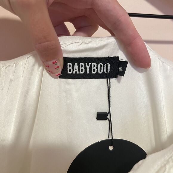 NWT BABYBOO Salome Mini Dress Floral Jacquard Ivory Strapless Women's Size XXL - Picture 4 of 12